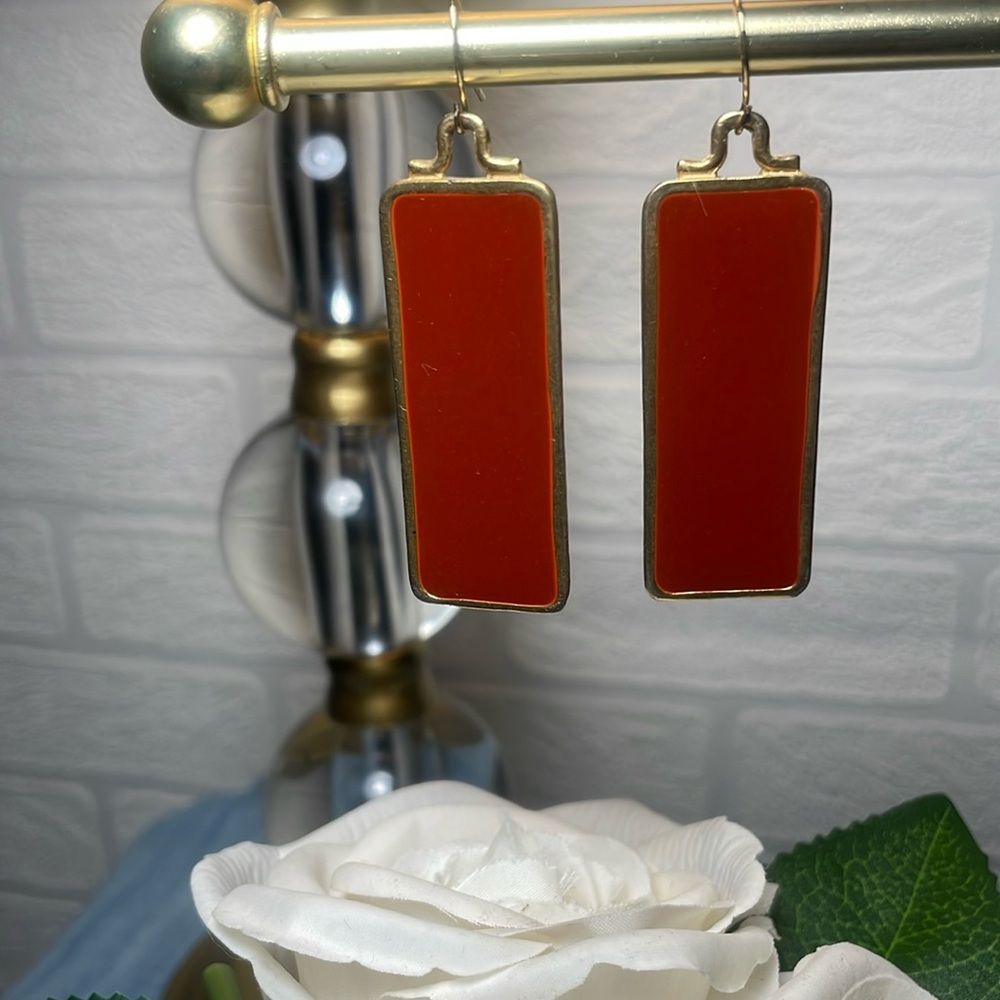Red Rectangular Earrings - image 1